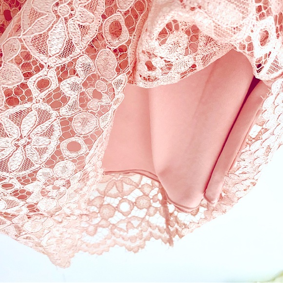 💕Beautiful Blush Pink Lace Midi Dress SZ M (8) - Picture 10 of 13